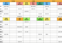 8월 첫 주 필라테스 현 시간표